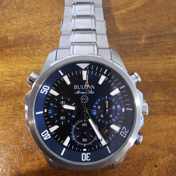 Bulova Marine Star Silver and Blue Watch